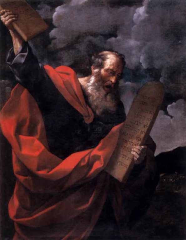 Mooses laintauluineen Siinain vuorella taidemaalari Guidon Renin silmin katsottuna. Kuva: Wikipedia